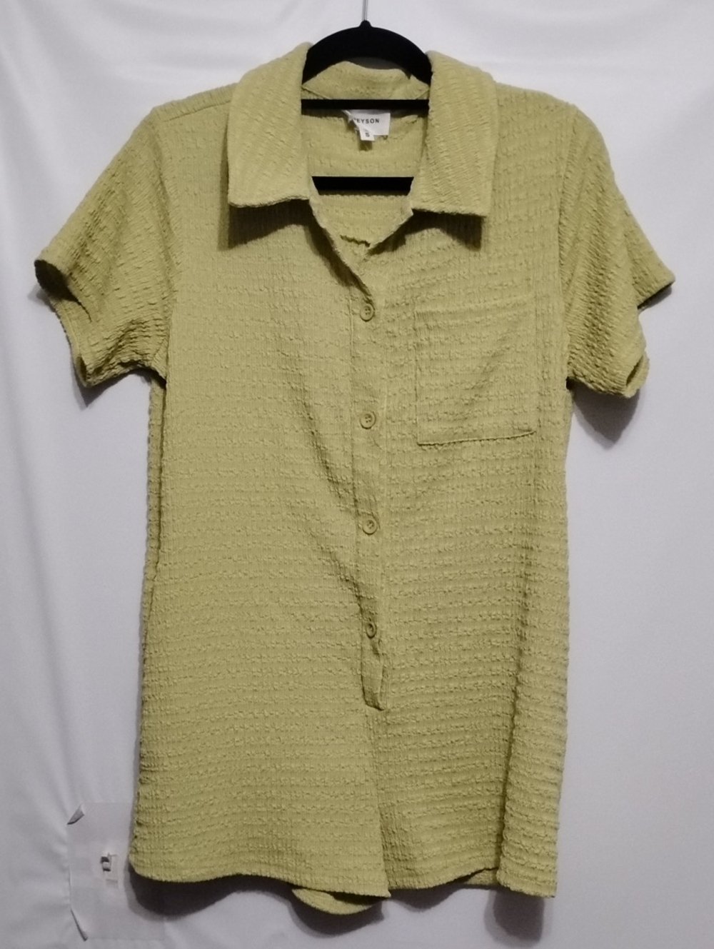 Heyson Pale Green Textured Short-Sleeve Button Down Shirt